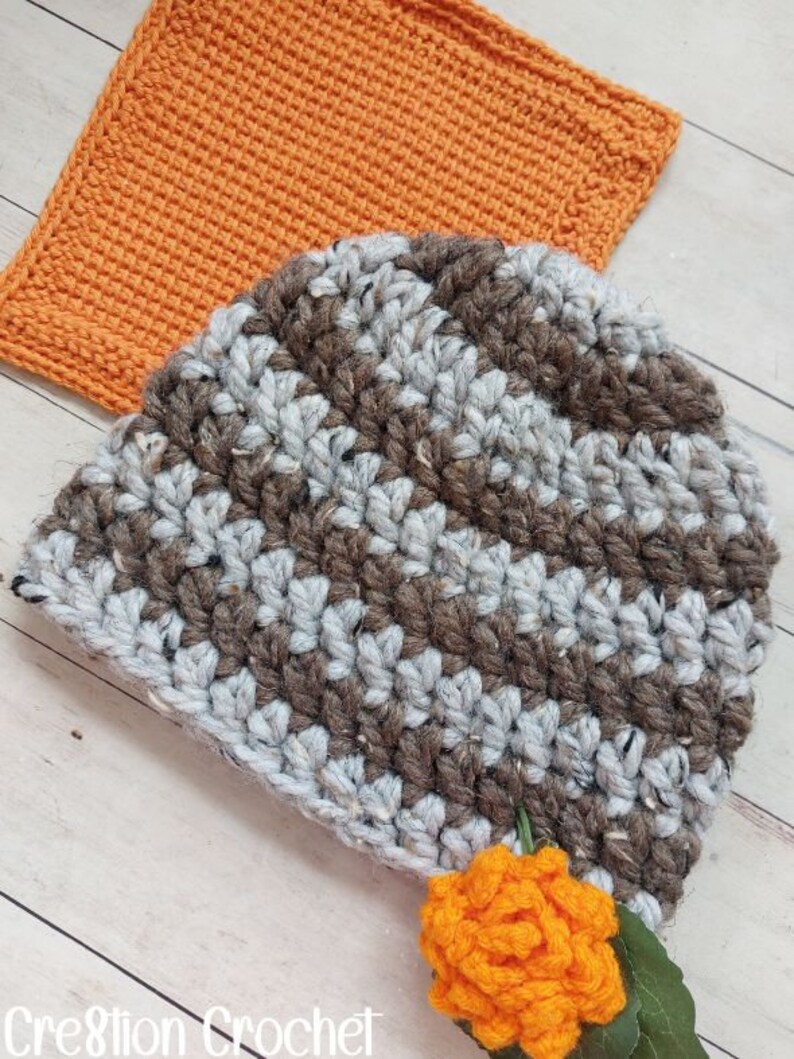 Easy Super Chunky Striped Double Crochet Beanie Hat Crochet Pattern ...