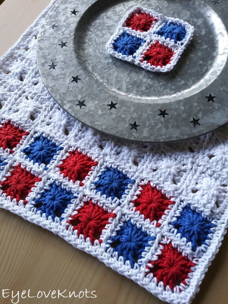 Scrappy Crochet Pattern Granny Square Placemat Pattern Etsy