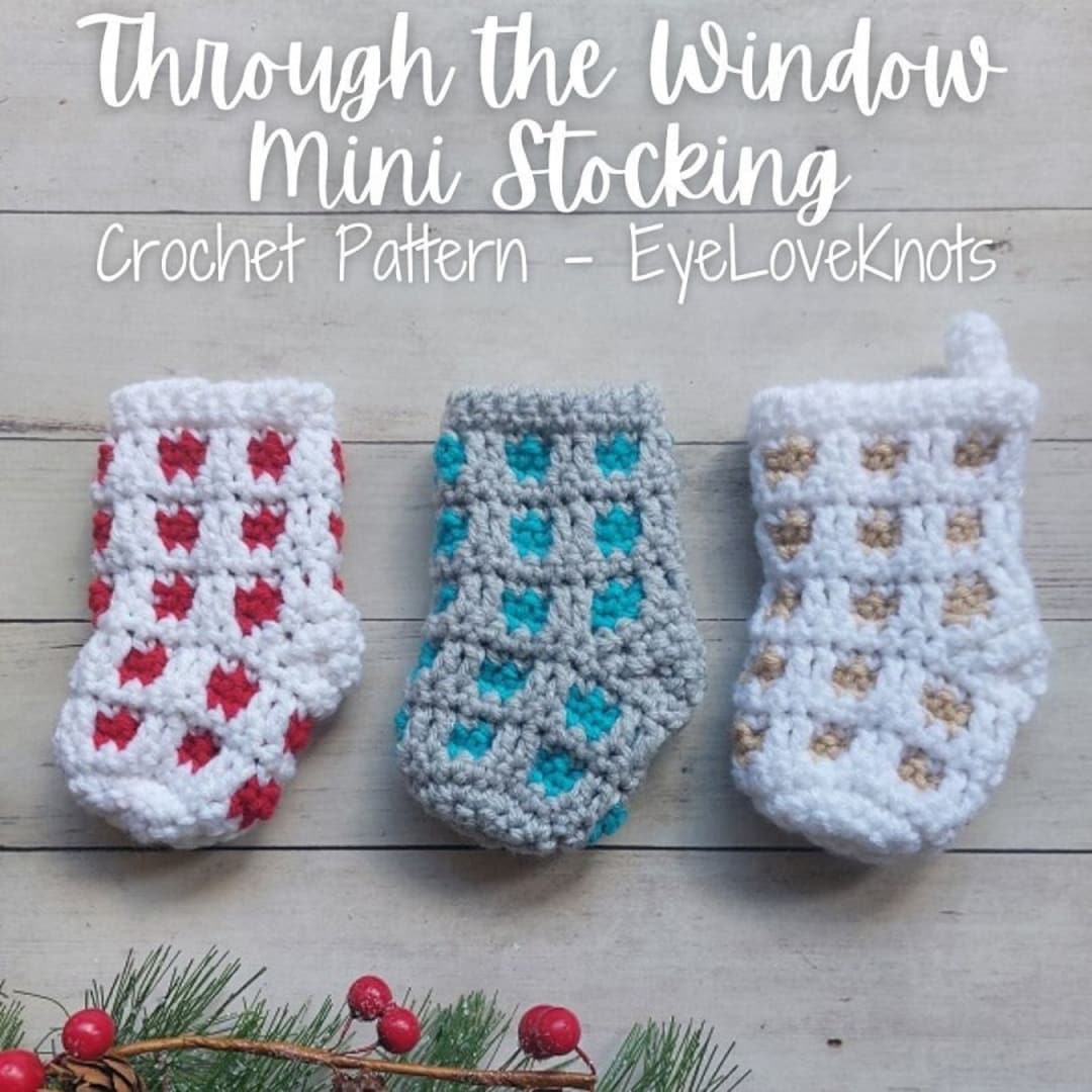 Mosaic Crochet Christmas Crochet Pattern, Mosaic Crochet Mini Stocking