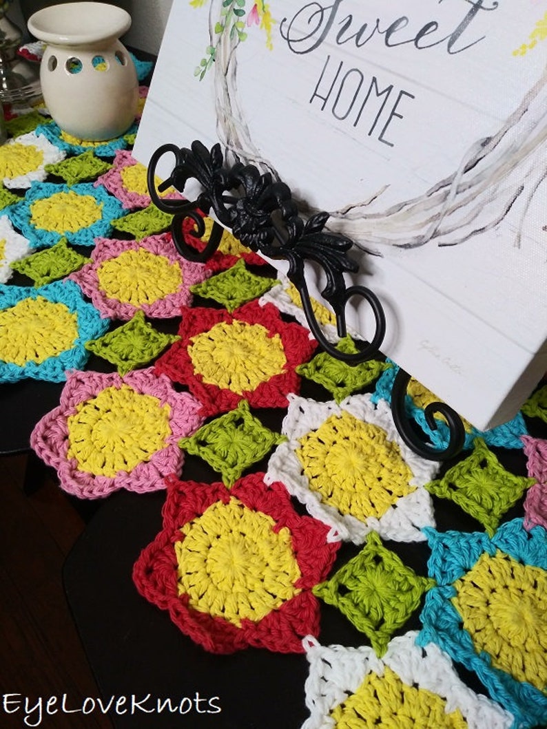 Table Runner Crochet Pattern, Spring Floral Table Runner, Delilah Table Runner, Crochet Home Decor, Cotton Crochet Pattern, Crochet Table Ru image 5