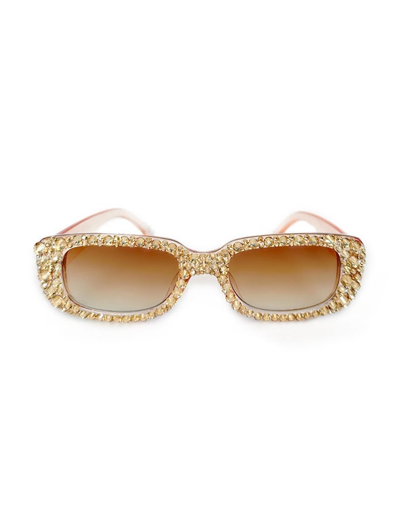 Gold Jeweled sunglasses Oversized Rhinestone Cat Eye Sunglasses - Fashion Luxury  main image 4