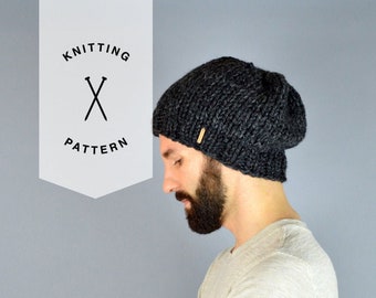 PATTERN // The Seattle Hat // Chunky Knit Beanie Pattern // Men's Hat Pattern