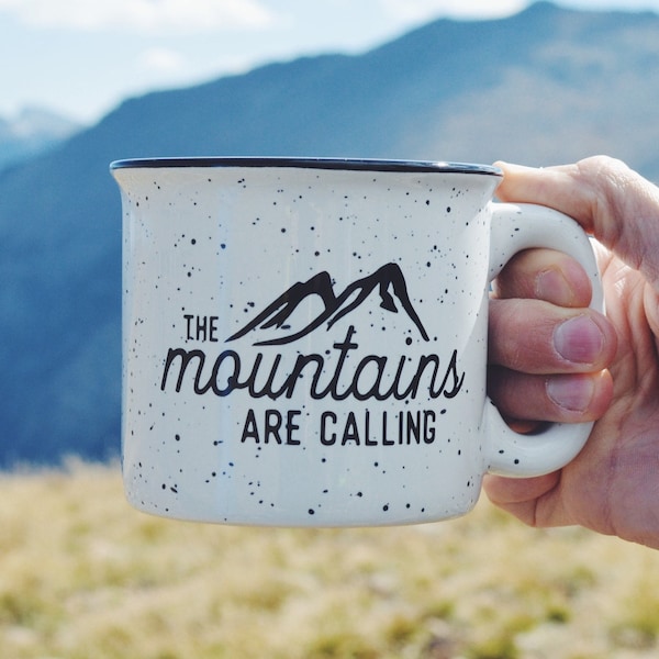 The Mountains Are Calling // 15 oz coffee cup // Campfire Mug