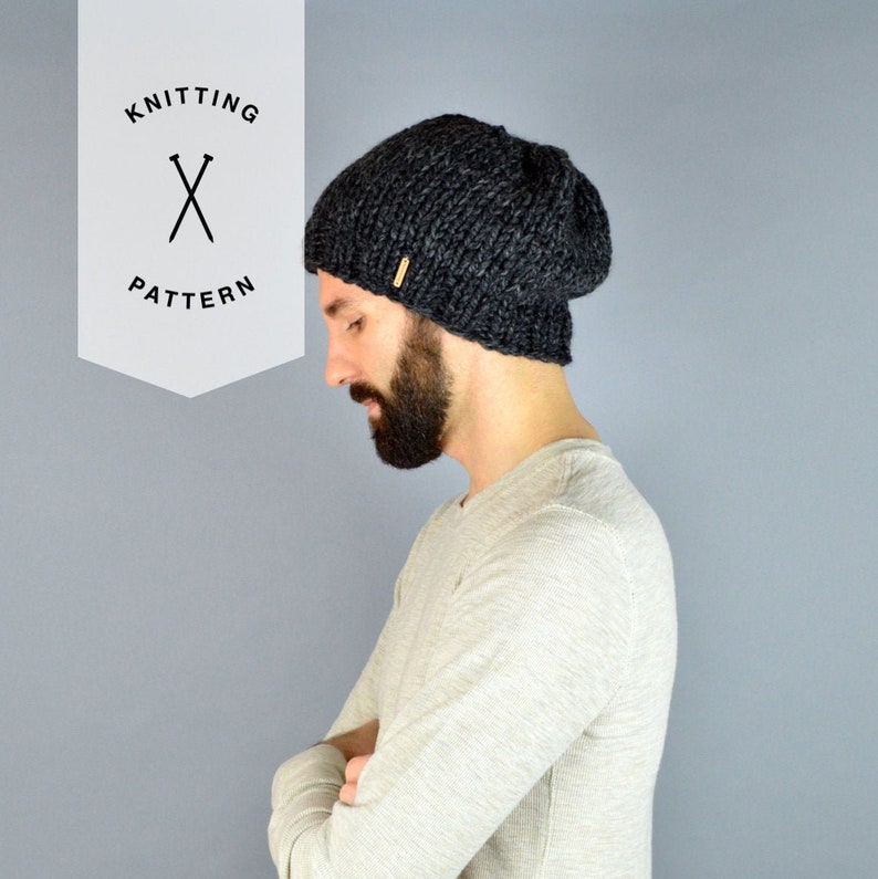 PATTERN // The Seattle Hat // Chunky Knit Beanie Pattern // Men's Hat Pattern image 1