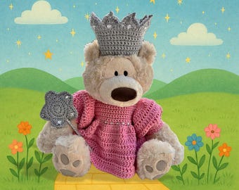 Crochet Pattern – Princess/Good Witch Teddy Bear Costume | Fits Build-A-Bear®, GUND®, Bearington®, 15”-18” Bears  | PDF Crochet Pattern