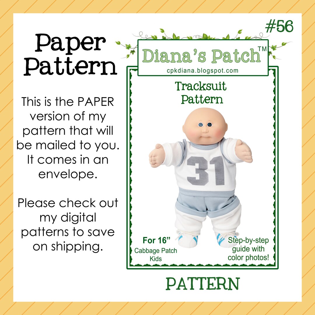 56. Tracksuit Jogging Suit PAPER PATTERN for 16