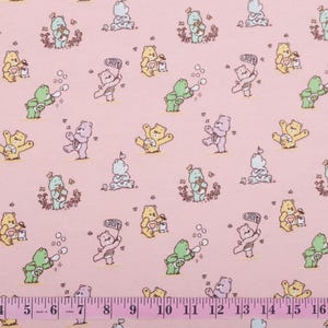 Classic Vintage-Style Care Bears - Playful - Pink  Flannel Fabric Half Yard - Camelot Fabrics 100% Cotton