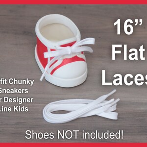White SHOE LACES STRINGS for Dolls or Babies Cabbage Patch Kids American Girl My Child Designer Line Hightop Tennis Toddler Weebok 16" Flat Designer Ln