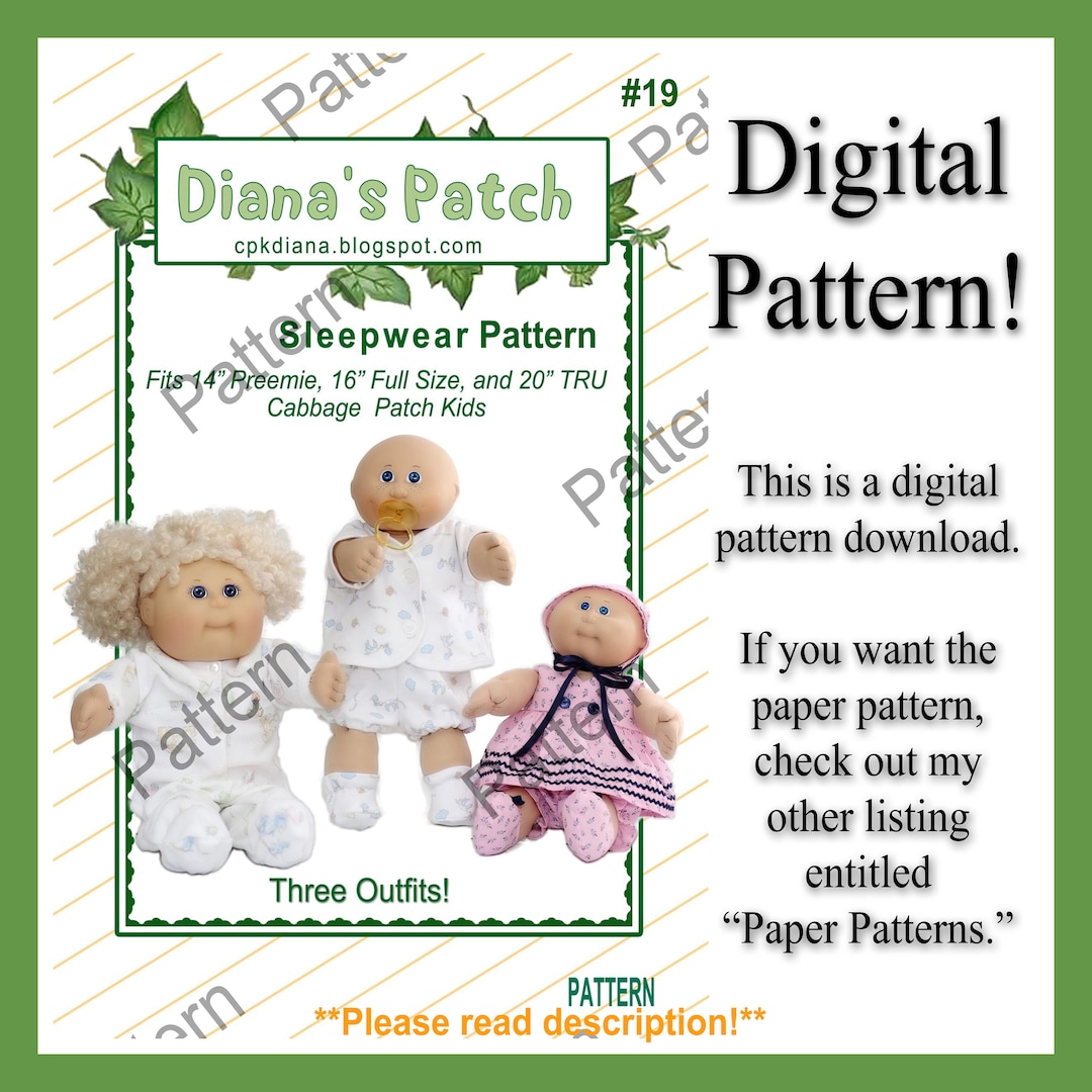 19. Sleepwear Nightgown Pjs PDF Download Pattern for Cabbage Patch Kids Dolls 3 Outfits, 3 Sizes 14 Preemie 16 Full Size 20 Tru - Etsy 19-sleepwear-nightgown-pjs-pdf-download-pattern-for-cabbage-patch-kids-dolls-3-outfits-3-sizes-14-preemie-16-full-size-20-tru-etsy