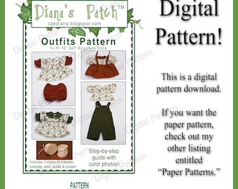 7. Outfits PDF Pattern for My Anna Doll and 16" Cabbage Patch Kids Shoes Socks Dress Bloomers Overalls Shirt DIGITAL DOWNLOAD