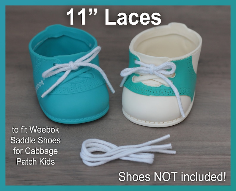 White SHOE LACES STRINGS for Dolls or Babies Cabbage Patch Kids American Girl My Child Designer Line Hightop Tennis Toddler Weebok 11" Weebok