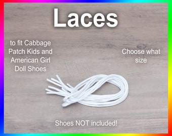 White SHOE LACES STRINGS for Dolls or Babies Cabbage Patch Kids American Girl My Child Designer Line Hightop Tennis Toddler Weebok