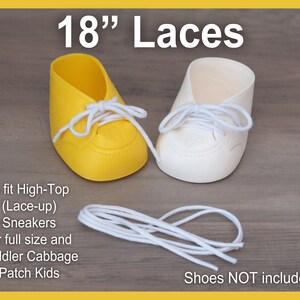 White SHOE LACES STRINGS for Dolls or Babies Cabbage Patch Kids American Girl My Child Designer Line Hightop Tennis Toddler Weebok 18" High Top
