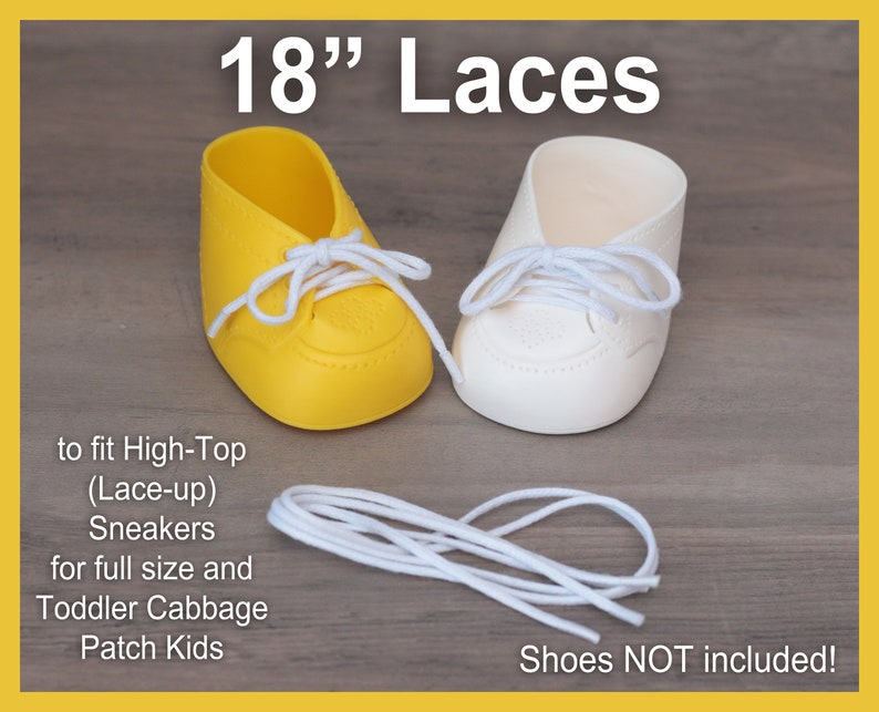 White SHOE LACES STRINGS for Dolls or Babies Cabbage Patch Kids American Girl My Child Designer Line Hightop Tennis Toddler Weebok 18" High Top
