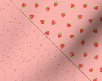 Strawberries Dots Blush Pink Inspired by Strawberry Honey Collection by Gracey Larson - Sold by Fat Quarter - For Strawberry Sh0rtcake Hat