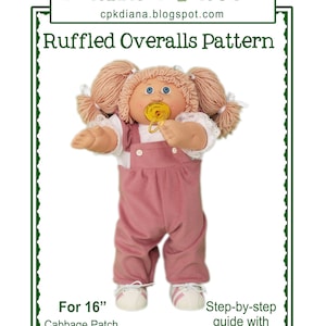 52. Ruffled Overalls DIGITAL PDF PATTERN for 16 Cabbage Patch Dolls or similar image 2