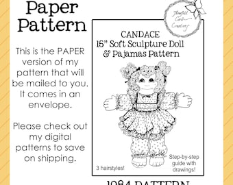 Candace 1984 Vintage 15” Soft Sculpture Cloth Doll Pattern Boy Girl Like Cabbage Patch Paper Pattern Threefold Cord Creations