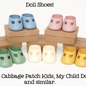 1 pair Doll Shoes for Cabbage Patch Kids, My Child,  & Similar - Choose between blue, green, yellow, and cream - Limited Quantities