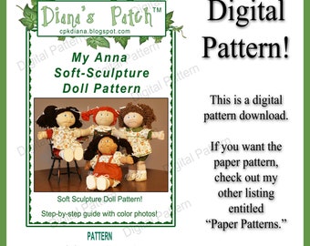 6. My Anna Doll Soft Sculpture Pattern PDF DIGITAL DOWNLOAD like 16&quot; Cabbage Patch Kids - Cloth Doll - 7 Hairstyles - Step by Step Photos