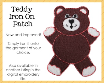 New Teddy Bear IRON ON PATCH ~ Perfect for making replica Teddy Overalls for your Cabbage Patch Kids doll clothes! Updated! 4x3"