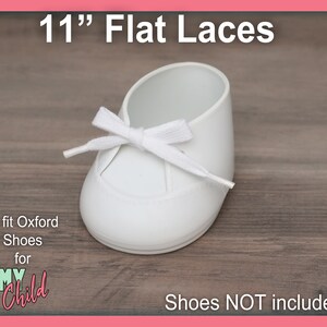 White SHOE LACES STRINGS for Dolls or Babies Cabbage Patch Kids American Girl My Child Designer Line Hightop Tennis Toddler Weebok 11" Flat My Child