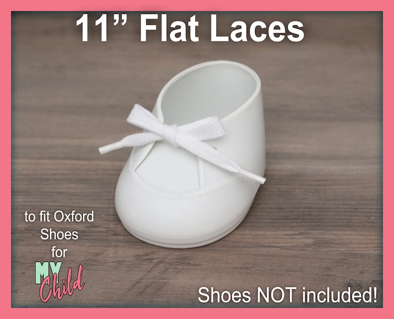 White SHOE LACES STRINGS for Dolls or Babies Cabbage Patch Kids American Girl My Child Designer Line Hightop Tennis Toddler Weebok 11" Flat My Child