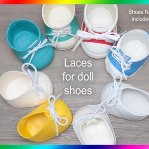 White SHOE LACES STRINGS for Dolls or Babies Cabbage Patch Kids American Girl My Child Designer Line Hightop Tennis Toddler Weebok image 2
