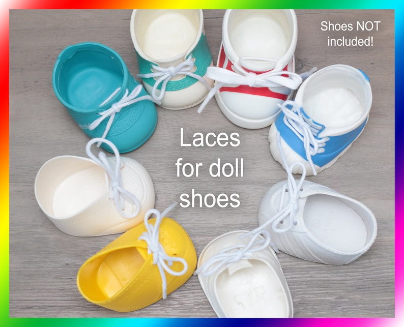 White SHOE LACES STRINGS for Dolls or Babies Cabbage Patch Kids American Girl My Child Designer Line Hightop Tennis Toddler Weebok image 2