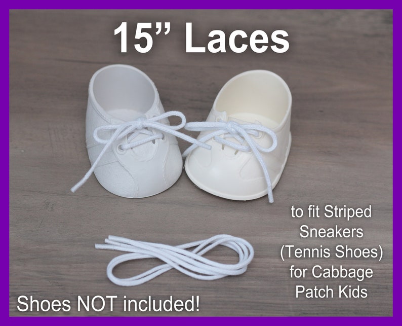 White SHOE LACES STRINGS for Dolls or Babies Cabbage Patch Kids American Girl My Child Designer Line Hightop Tennis Toddler Weebok 15" Tennis