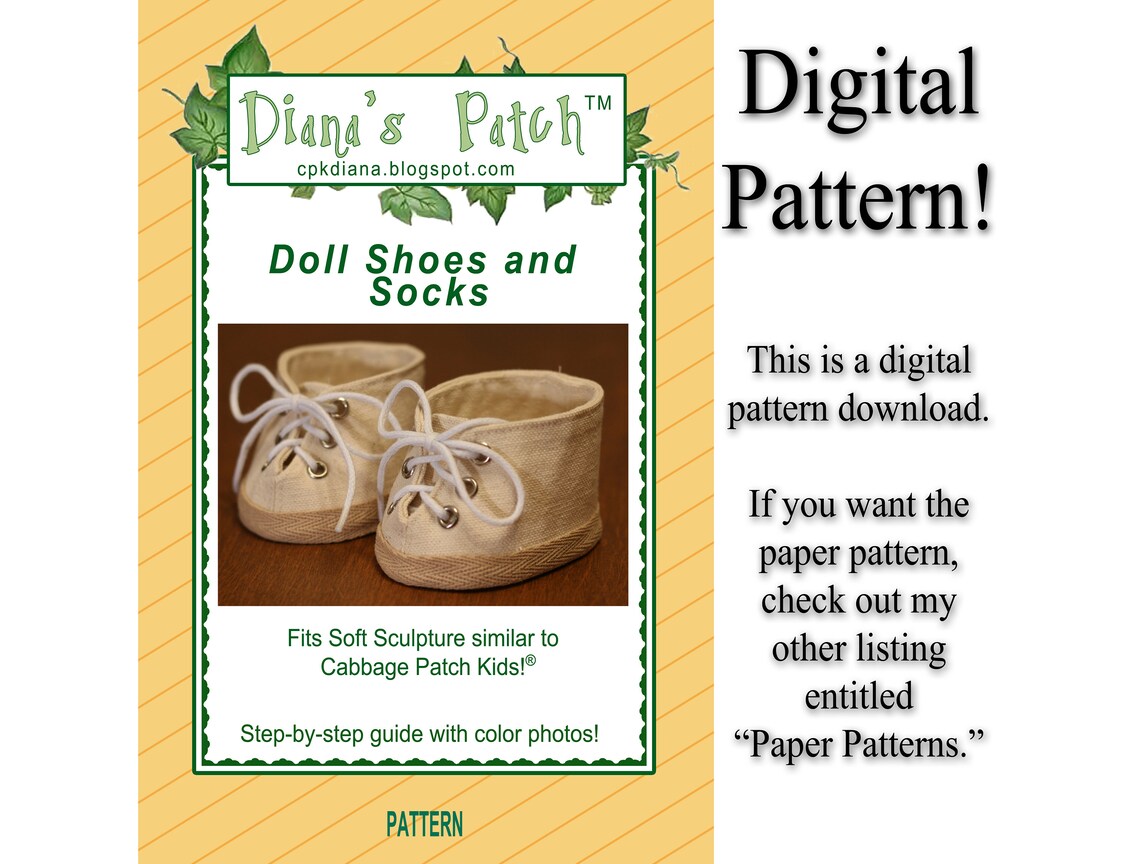 Shoes and Socks PDF Pattern for My Anna Doll and Cabbage Patch Etsy