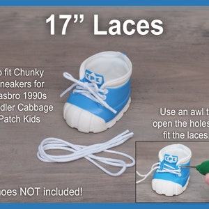 White SHOE LACES STRINGS for Dolls or Babies Cabbage Patch Kids American Girl My Child Designer Line Hightop Tennis Toddler Weebok 17" Toddler