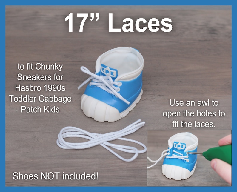 White SHOE LACES STRINGS for Dolls or Babies Cabbage Patch Kids American Girl My Child Designer Line Hightop Tennis Toddler Weebok 17" Toddler