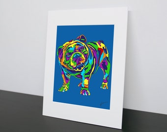 Bulldog Matted Art Print  | USA Made Giclée Print | English Bulldog Wall Art | Unique Gift for Bulldog Lovers