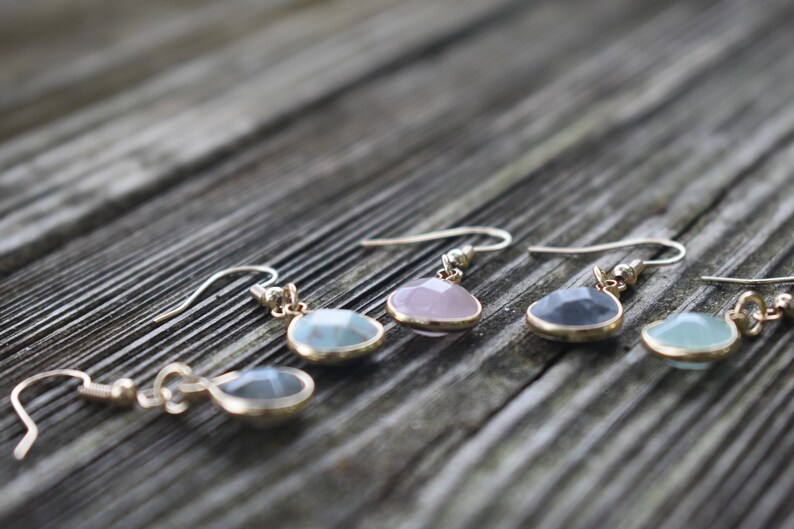 Nantucket Collection 10k Gold Plated Earrings Stone Teardrop Dangle Earrings