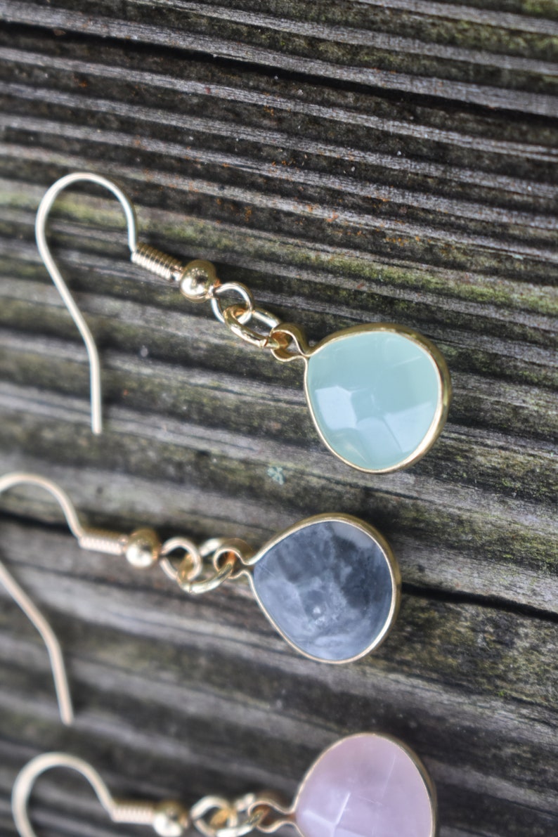 Nantucket Collection 10k Gold Plated Earrings Stone Teardrop Dangle Earrings