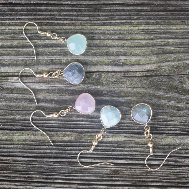 Nantucket Collection 10k Gold Plated Earrings Stone Teardrop Dangle Earrings