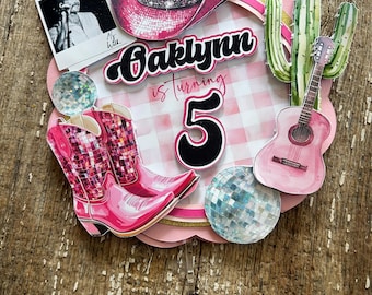 3-D Personalized Cow Girl theme Birthday/Bachelorette Cake Topper