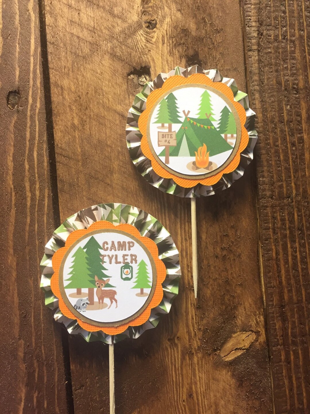 Camping Cupcake Toppers set of 12 Etsy