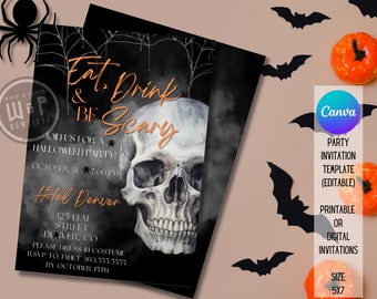 Eat, Drink & Be Scary Halloween Party Invitation