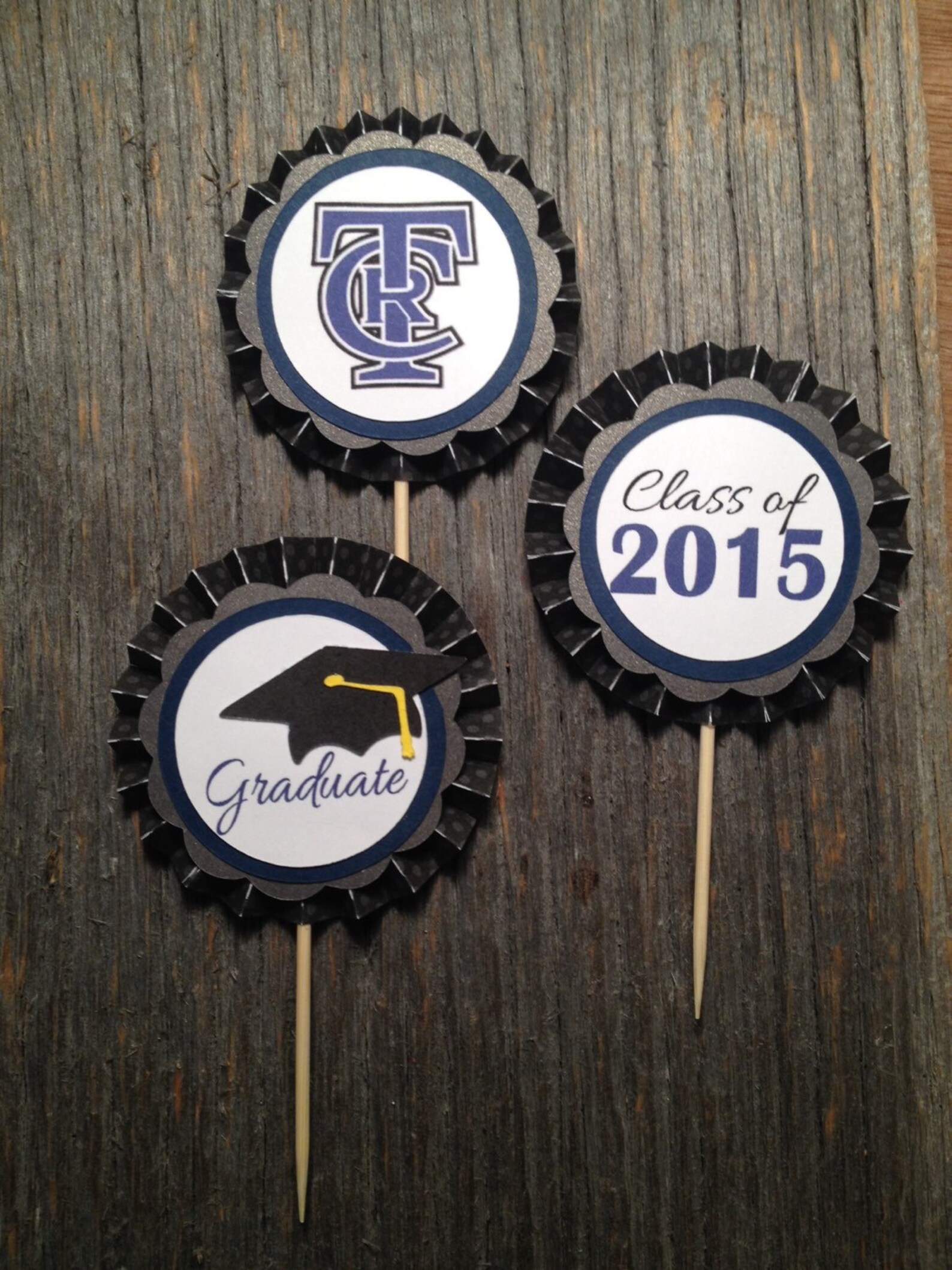 Graduation Cupcake Toppers Custom Order set of 12 Etsy