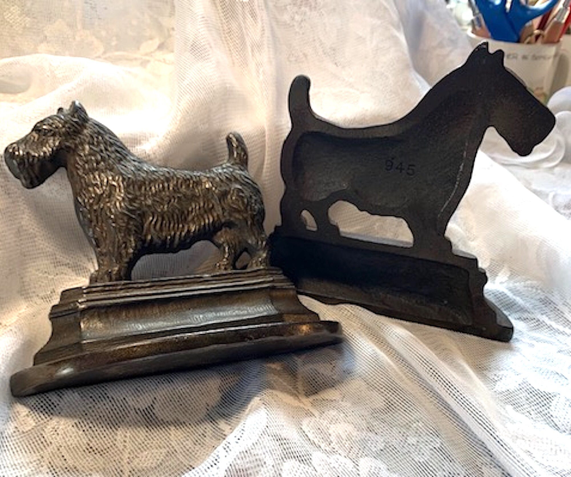 Vintage Scottie Dog Cast Iron Bookends Scottie Bookends Home Etsy