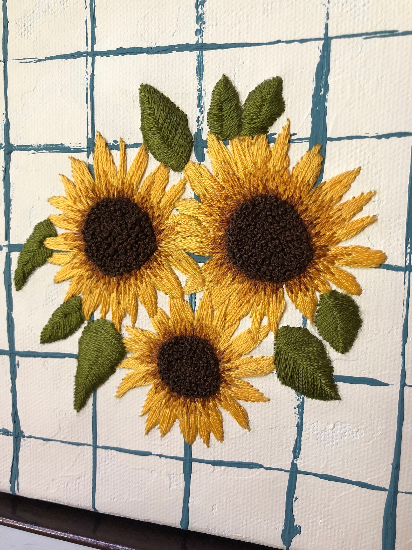Hand embroidered Sunflowers. Etsy