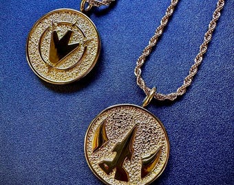METAL Dino Thunder and Drakkon Double-Sided power coin necklace Gift Tommy’s Legacy