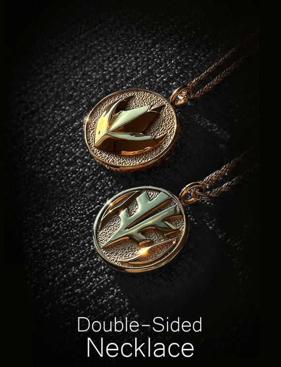 Dragonzord Tigerzord Coin Necklace: Double-sided Stainless Steel