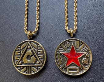 Zeo Turbo Coin Necklace: Double-Sided Stainless Steel Pendant