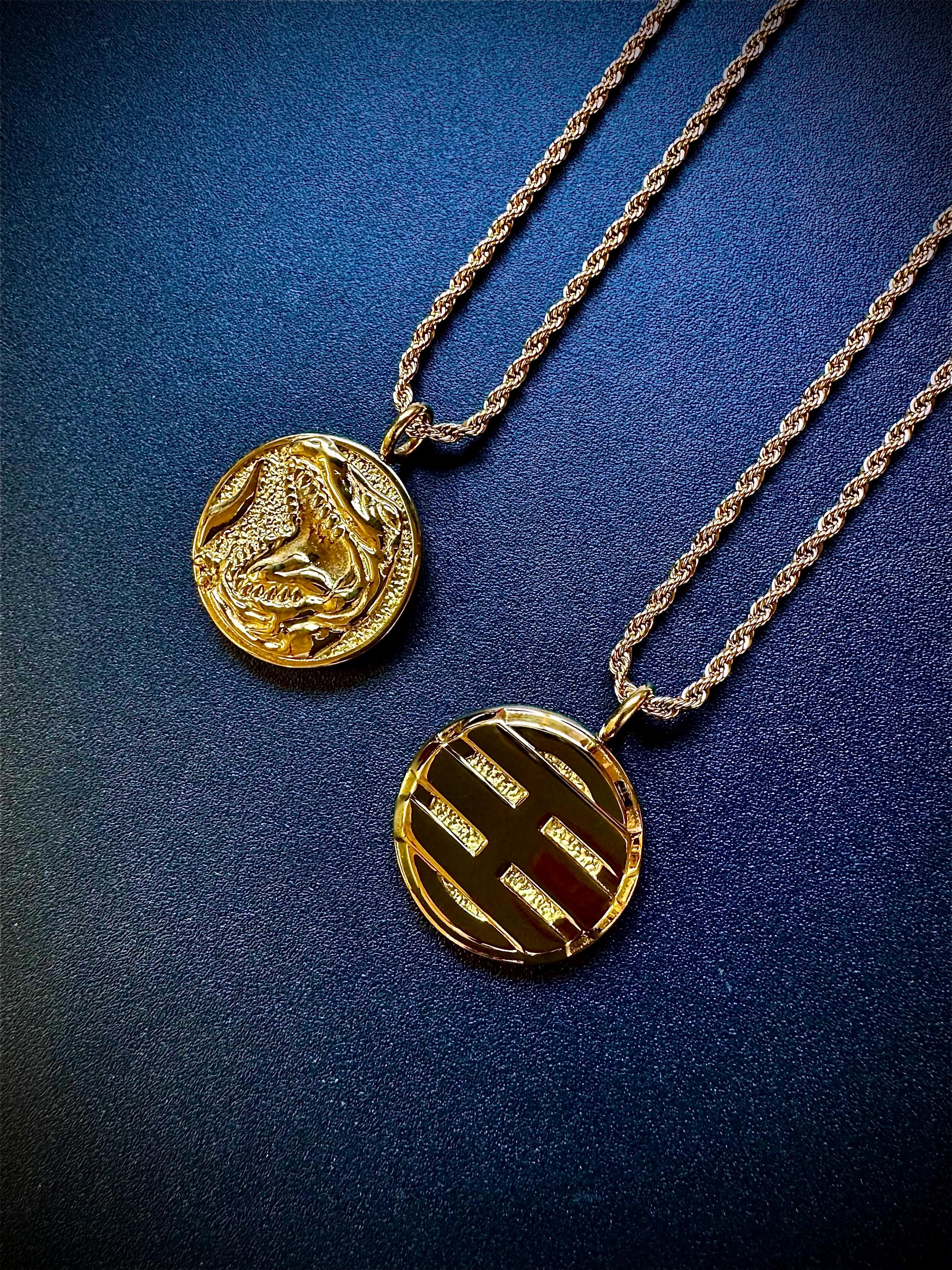 Gold Power Coin Necklace: Red Tyranno & Zeo Ranger Double-sided