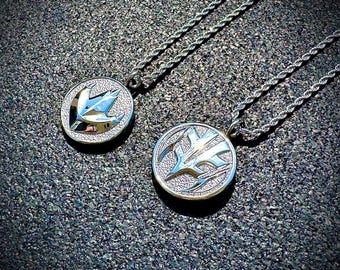 Double-Sided Dragonzord & Tigerzord Silver Coin Necklace: Tommy's Legacy