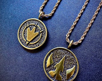 Vintage METAL Dino Thunder and Drakkon Double-Sided coin necklace Gift Tommy’s Legacy