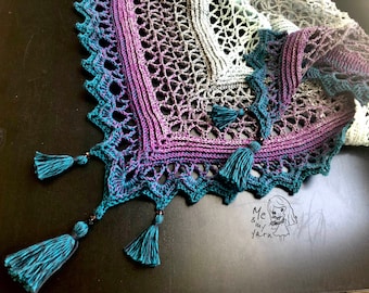 Crochet Pattern - Whirly wings shawl - triangle crochet shawl - PDF pattern