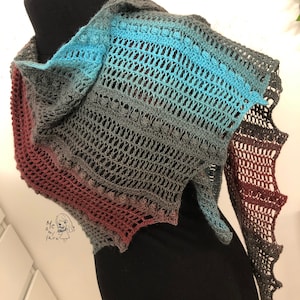Patron au crochet - Queue de dragon nordique - châle asymétrique au crochet - Patron PDF
